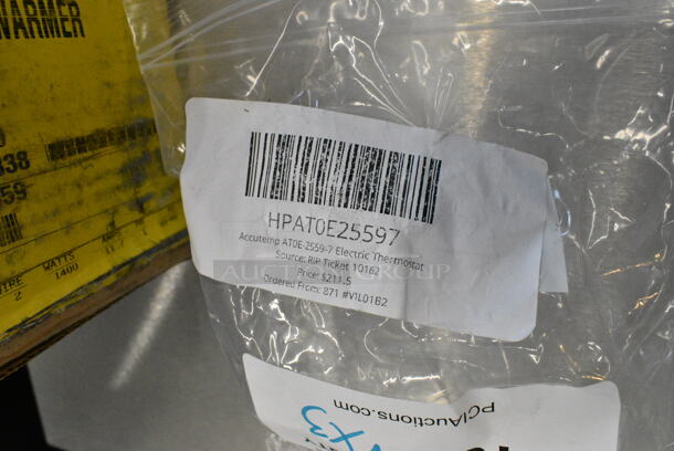3 BRAND NEW SCRATCH AND DENT! Items Including HP1201400825 Berkel 01-400825-0075A Center Plate Rod W/Knob, HP1006143K Cres Cor 1006 143 K Latch, Slam (Paddle-Style), HPAT0E25597 Accutemp AT0E-2559-7 Electric Thermostat. 3 Times Your Bid!  - Image 7 of 7