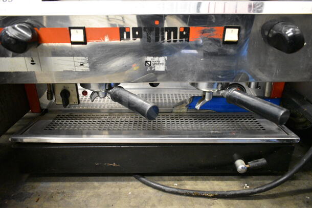 Optima Stainless Steel Commercial Countertop 2 Group Espresso Machine w/ 2 Portafilters. 208 Volts, 1 Phase.  - Image 4 of 9