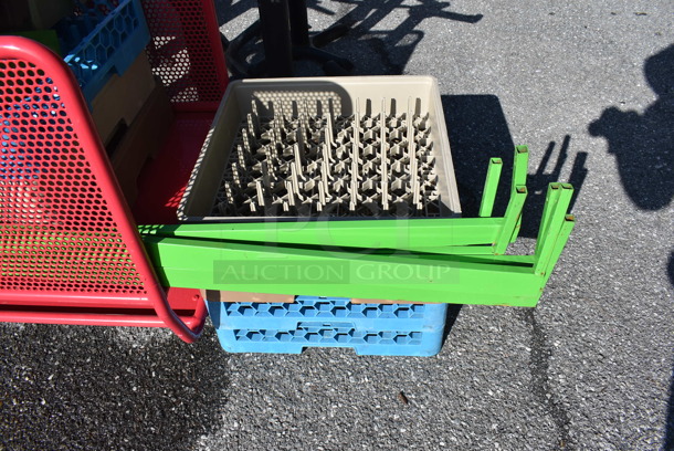 ALL ONE MONEY! Red Metal Cart on Commercial Casters w/ Dish Caddies and Booster Seat - Image 2 of 4