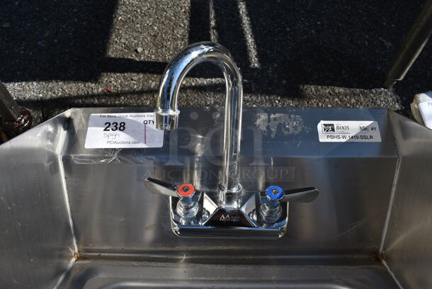 Stainless Steel Commercial Single Bay Sink w/ Faucet, Handles and Side Splash Guards. 17x16x20 - Image 3 of 5