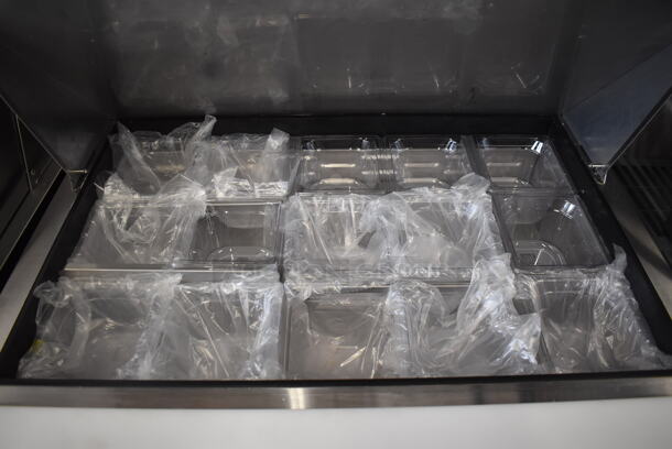 LIKE NEW! 2022 Hoshizaki SR36B-15M Stainless Steel Commercial Sandwich Salad Prep Table Bain Marie Mega Top on Commercial Casters. Unit Was Used a Few Times at a Trade Show as a Demonstration. 115 Volts, 1 Phase. 36x37x45. Tested and Working! - Image 4 of 7