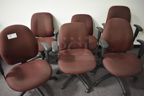 6 Maroon Office Chairs. 6 Times Your Bid!  (Main Building) - Image 1 of 6