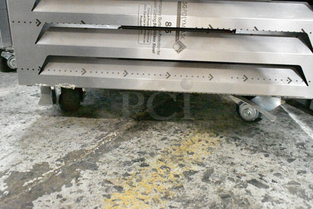 BRAND NEW SCRATCH AND DENT! Beverage Air HBR23HC-1-HG-003 Stainless Steel Commercial 2 Half Size Door Reach In Cooler Merchandiser on Commercial Casters. 115 Volts, 1 Phase. Tested and Working! - Image 3 of 8