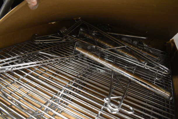 ALL ONE MONEY! Lot of 3 Chrome Finish Shelves w/ 4 Poles. 30x24x1.5 - Image 3 of 3
