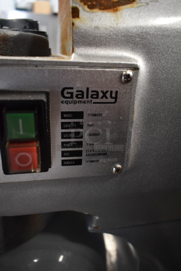 Galaxy 177GMIX20 Commercial 20 Quart Planetary Dough Mixer w/ Stainless Steel Mixing Bowl, Bowl Guard, Dough Hook and Paddle Attachments. 110 Volts, 1 Phase. Cannot Test Due To Cut Power Cord - Image 6 of 9