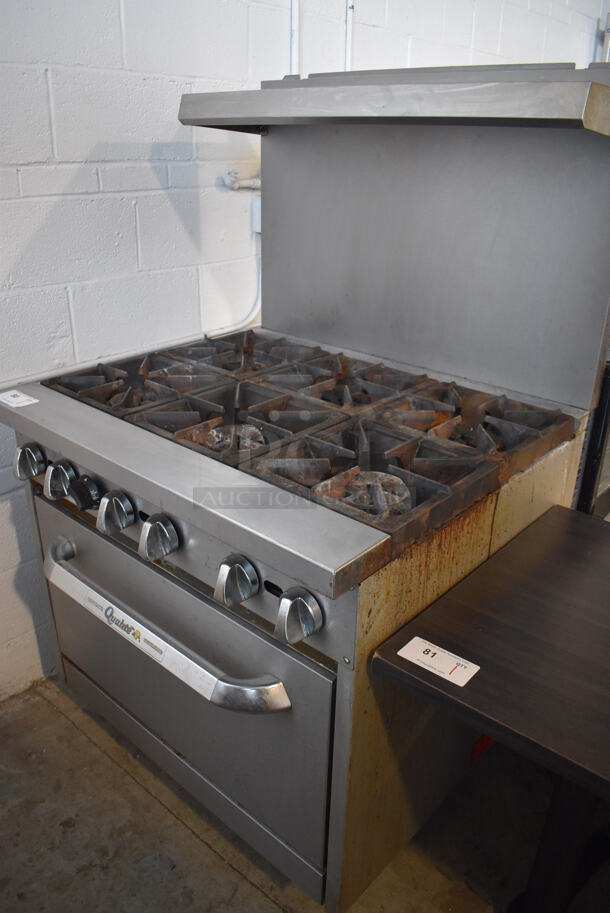 Qualite Stainless Steel Commercial Natural Gas Powered 6 Burner Range w/ Oven, Over Shelf and Back Splash. 36x33x61 - Image 5 of 6