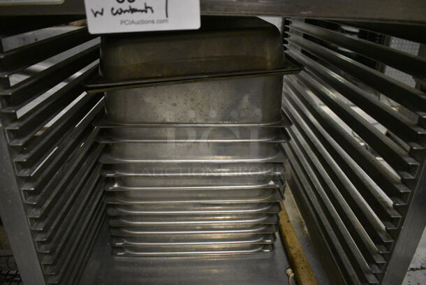 Epco Metal Commercial Pan Transport Rack w/ Various Stainless Steel Drop In Bins Including 1/6x4, 1/6x6, 1/9x4, 1/3x6, 1/2x4. 21x27x36. BUYER MUST REMOVE. (kitchen) - Image 7 of 9