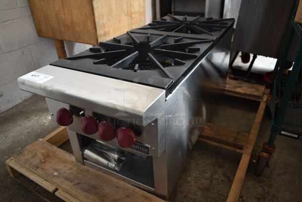 BRAND NEW! ThermaTek TSP18-2N Stainless Steel Commercial Countertop Natural Gas Powered 2 Burner Range. - Image 1 of 9