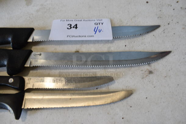 4 Various Stainless Steel Serrated Knives. Includes 14.5". 4 Times Your Bid! - Image 2 of 3