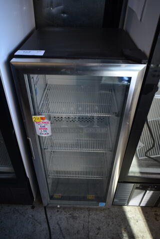 IDW G4-H0234B Metal Commercial Single Door Mini Cooler Merchandiser w/ Poly Coated Racks. 115 Volts, 1 Phase. Tested and Working!