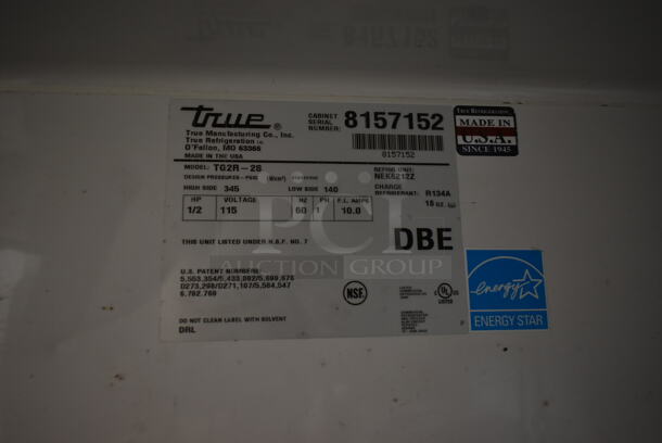 2014 True TG2R-2S ENERGY STAR Stainless Steel Commercial 2 Door Reach In Cooler w/ Poly Coated Racks. 115 Volts, 1 Phase. Tested and Working! - Image 5 of 6