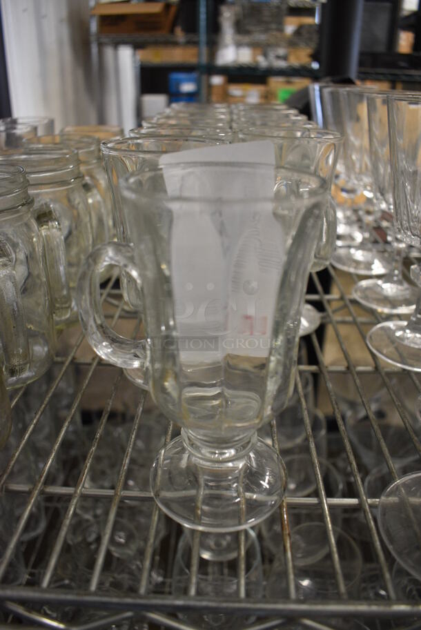12 Glass Footed Mugs. 4.5x3x6. 12 Times Your Bid!