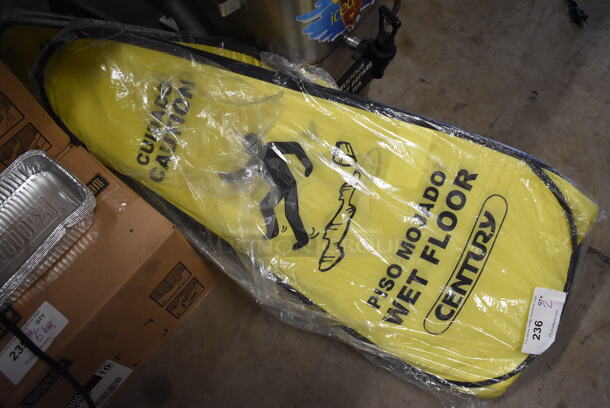 2 BRAND NEW! Century Yellow and Black Pop Up Caution Signs. 15x15x36. 2 Times Your Bid!