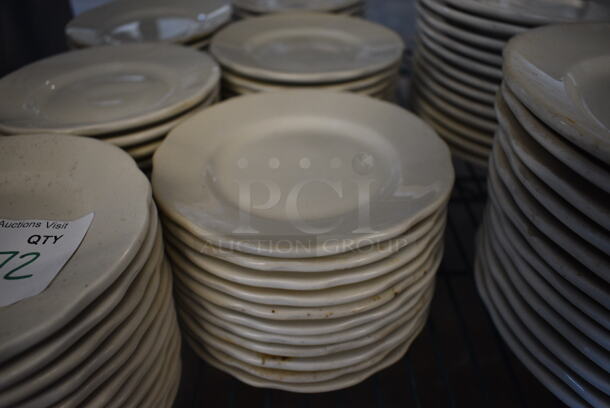 72 White Ceramic Plates. 6.5x6.5x1. 72 Times Your Bid!