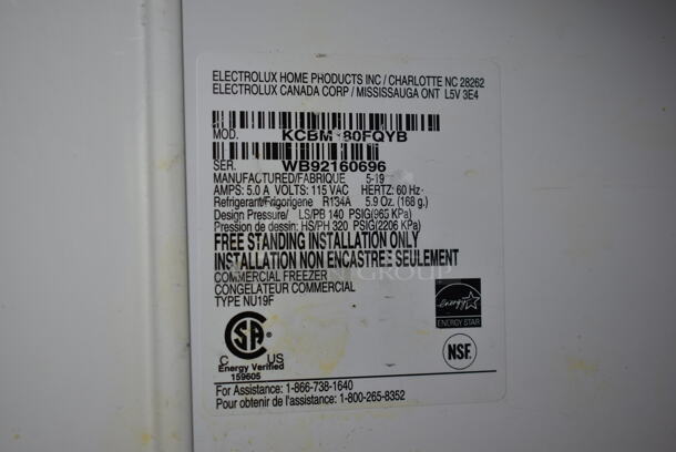 Kelvinator KCBM180FQYB Stainless Steel Commercial Single Door Reach In Freezer on Commercial Casters. 115 Volts, 1 Phase. Tested and Working! - Image 8 of 8