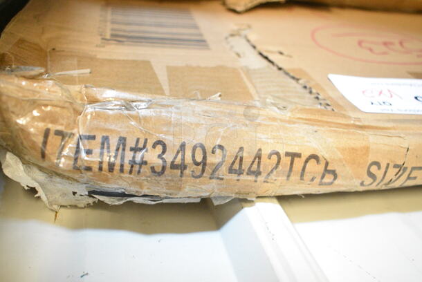 2 BRAND NEW SCRATCH AND DENT! Items Including 3492442TCB Lancaster Table & Seating Laminated Rectangular Table Top Reversible Cherry / Black and 1643030TFGRY Lancaster Table & Seating Square Thermo-Formed MDF Table Top with Gray Wood Finish. 2 Times Your Bid!  - Image 3 of 4