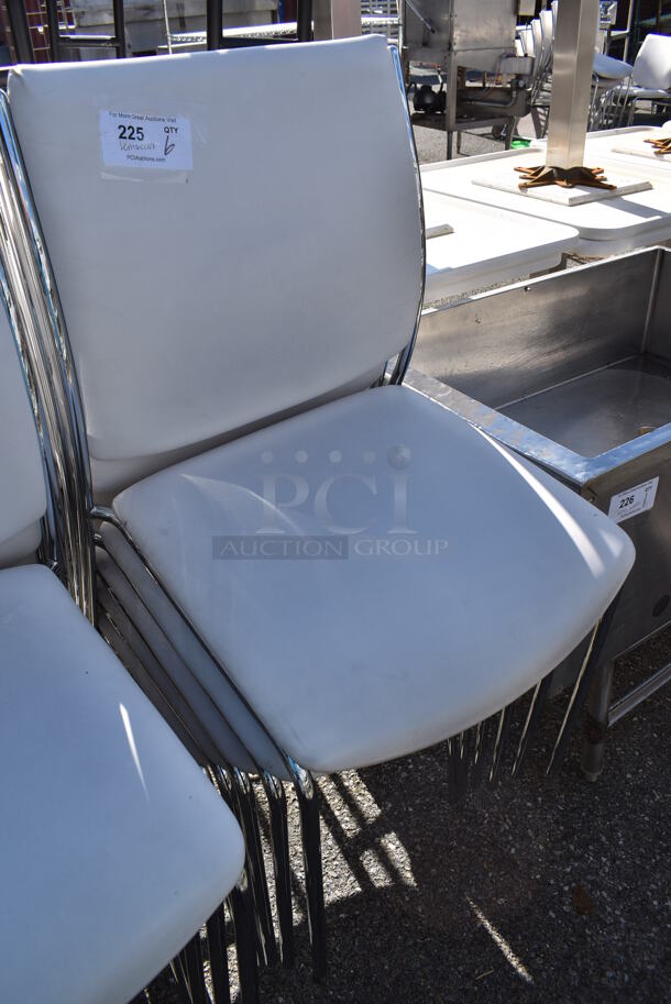 6 White Dining Height Chairs on Chrome Finish Frame. 20x20x35. 6 Times Your Bid! - Image 4 of 5