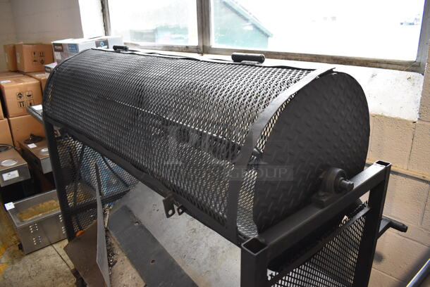 Metal Commercial Floor Style Portable Rotating Vegetable Roaster Grill w/ Rotisserie Motor on Commercial Casters. 69x22x51 - Image 3 of 7