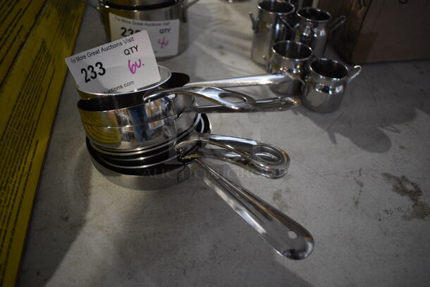 6 Various Stainless Steel Skillets. Includes 7x3.5x1.5. 6 Times Your Bid!