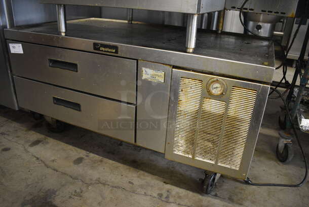 Delfield Stainless Steel Commercial 2 Drawer Chef Base on Commercial Casters. 115 Volts, 1 Phase. 52.5x31x26. Tested and Working! - Image 2 of 5