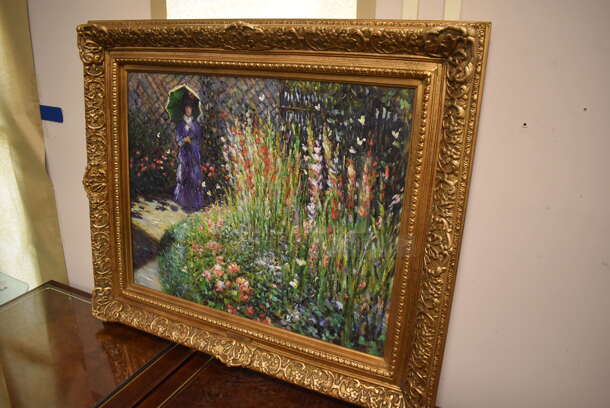 Framed Canvas Painting Reproduction of Gladioli by Claude Monet From Art Dealer Ed Mero! - Image 3 of 8