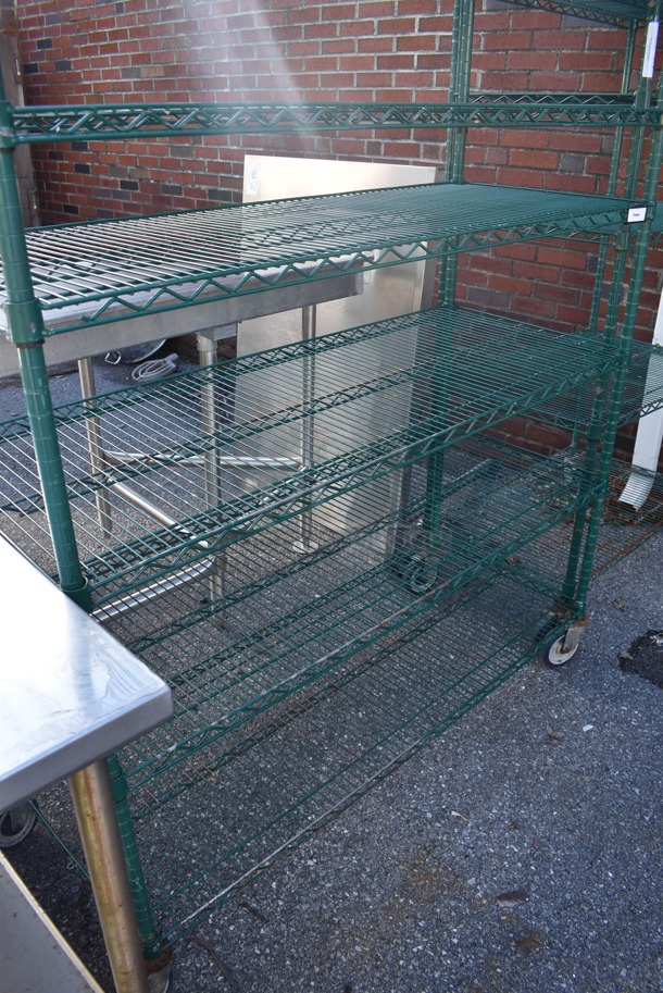 Green Finish 7 Tier Wire Shelving Unit on Commercial Casters. BUYER MUST DISMANTLE. PCI CANNOT DISMANTLE FOR SHIPPING. PLEASE CONSIDER FREIGHT CHARGES. 54x21x80 - Image 3 of 3