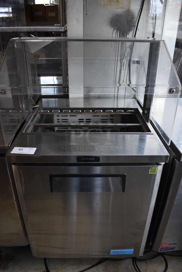 Turbo Air Model MST-26-711S Stainless Steel Commercial Single Door Under Counter Cooler w/ Poly Clear Sneeze Guard. 115 Volts, 1 Phase. 27.5x30x54. Tested and Powers On But Does Not Get Cold - Image 1 of 6