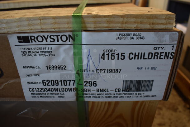 BRAND NEW IN CRATE! Royston 62091077-296 Gray Wood Pattern Cabinet. 12x29x27 - Image 5 of 9