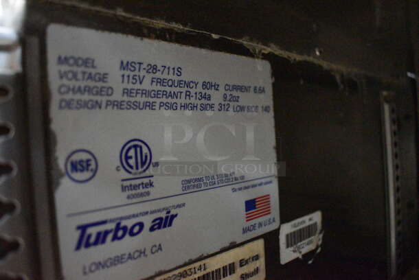 Turbo Air Model MST-26-711S Stainless Steel Commercial Single Door Under Counter Cooler w/ Poly Clear Sneeze Guard. 115 Volts, 1 Phase. 27.5x30x54. Tested and Powers On But Does Not Get Cold - Image 5 of 6