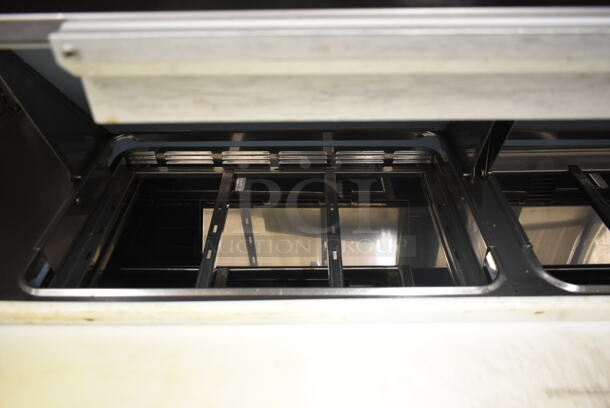 2011 Delfield UCD4464N-12-DD5 Stainless Steel Commercial Sandwich Salad Prep Table Bain Marie Mega Top w/ 4 Drawers and Over Shelf. 115 Volts, 1 Phase. Tested and Working! - Image 4 of 8