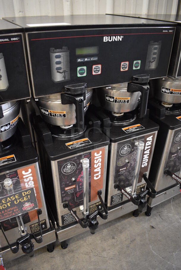 2012 Bunn Model DUAL SH DBC Stainless Steel Commercial Countertop Dual Coffee Machine w/ 2 Stainless Steel Brew Baskets and 2 Bunn Model SH SERVER Satellite Servers. 120/208-240 Volts, 1 Phase. 18x24x36. Tested and Working! - Image 2 of 5