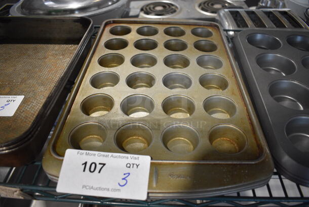3 Metal 24 Cup Muffin Baking Pans. 11x18x2. 3 Times Your Bid!