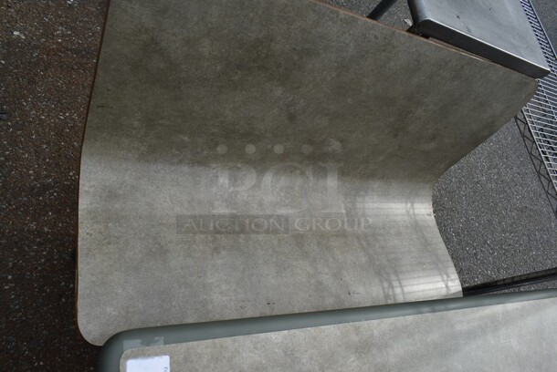 Tan and Gray Green Table w/ 2 Single Booth Seats on Metal Frame. - Image 2 of 4