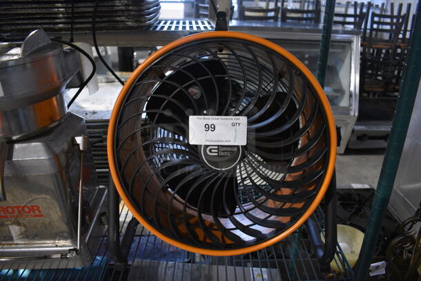 Commercial Electric Orange and Black Fan. 19x12x21. Tested and Working!
