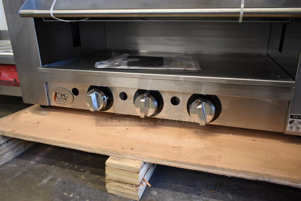 BRAND NEW SCRATCH AND DENT! Cooking Performance Group CPG 351S36SBN Stainless Steel Commercial Natural Gas Powered Salamander Broiler Cheese Melter. 36,000 BTU. Tested and Working! - Image 3 of 8