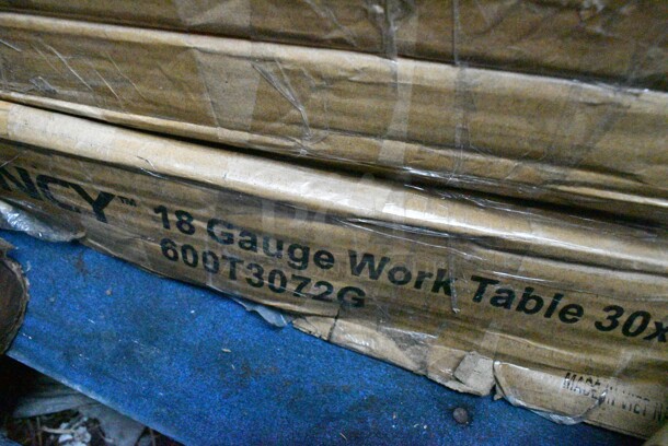 2 BRAND NEW SCRATCH AND DENT! Items Including Regency 600TA2472S 24" x 72" All 18-Gauge 430 Stainless Steel Commercial Work Table with Undershelf and Regency 600T3072G 30" x 72" 18-Gauge 304 Stainless Steel Commercial Work Table with Galvanized Legs and Undershelf. May Be Missing Pieces. 2 Times Your Bid!  - Image 4 of 4