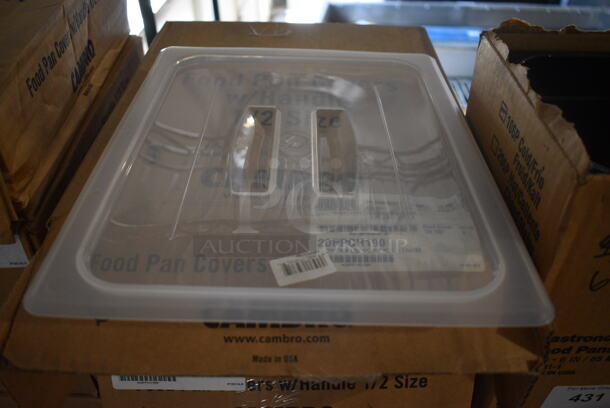 ALL ONE MONEY! Lot of 42 BRAND NEW IN BOX! Cambro Clear Poly 1/2 Size Drop In Bin Lids