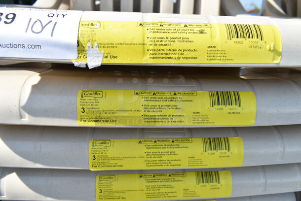 16 BRAND NEW SCRATCH AND DENT! Grosfillex US282366 Miami Sandstone Lowback Stacking Resin Armchair. 16 Times Your Bid!  - Image 3 of 3