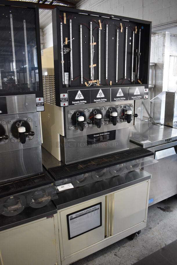 FBD Model FBD564 RC Stainless Steel Commercial Countertop 4 Flavor Slushie Machine on Stainless Steel Soda Station w/ 5 Cup Dispensers and 2 Doors. 208-230 Volts, 1 Phase. 36x42x79 - Image 4 of 9