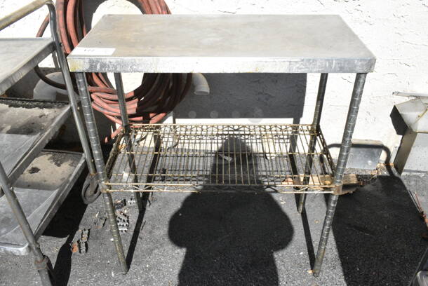 Metal Table w/ Wire Under Shelf. (out back) - Image 1 of 1