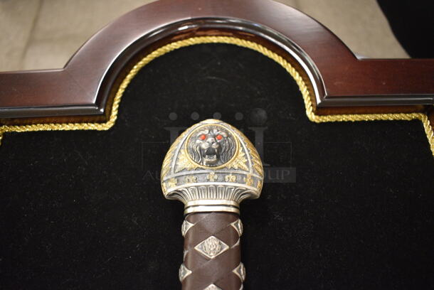 BREATHTAKING! Sword of King Richard Lionheart by Marto Toledo With Stainless Steel Blade and Engravings In 24K Gold. Comes with Sword Display Case! - Image 4 of 7