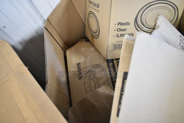 PALLET LOT of 13 BRAND NEW Boxes Including 433NHT006 Choice Extra Large Size Grey "Thank You" Medium-Duty Plastic T-Shirt Bag - 450/Case, 127PL400 Choice Portion Cup Lids, 127DM16COMBO 6 oz. Ultra Clear Recycled PET Plastic Round Deli Container Lid Combo, Choice Clear 9" Plastic Plates. 13 Times Your Bid! - Image 10 of 10