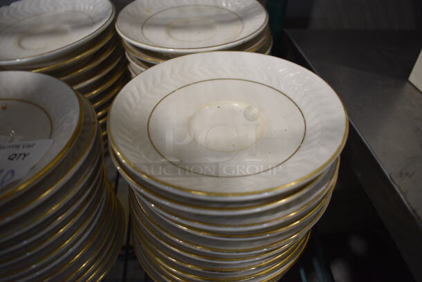 48 White Ceramic Saucers w/ Gold Line on Rim. 5.75x5.75x1. 48 Times Your Bid! - Image 2 of 3