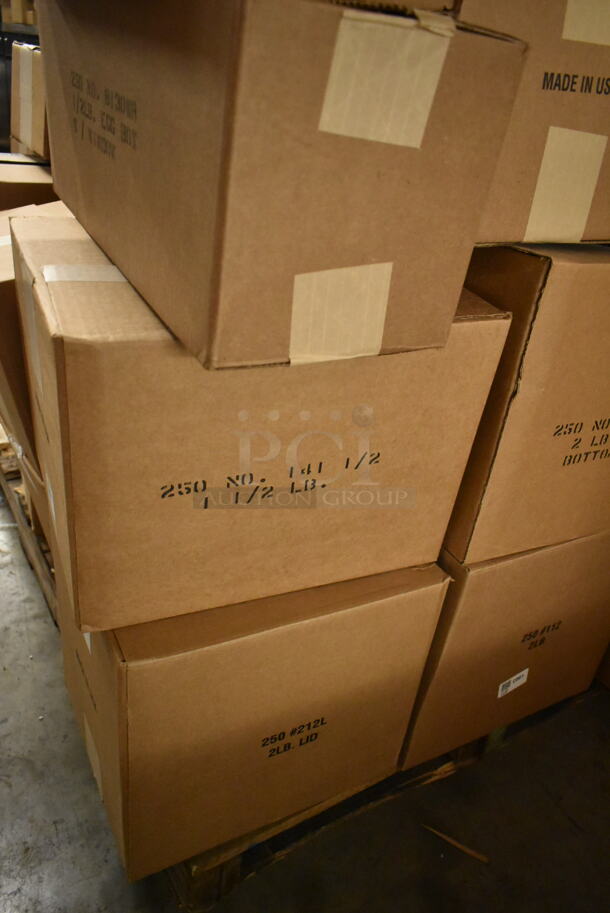 PALLET LOT of 45 BRAND NEW Boxes Including Assorted Candy Boxes , 245100BL, T-1220LB, 069W, 1252X, 130P, P020L, 245GT4, 245WT6, P001, P000, 2451010X, P021-2L, 8130WB Egg Box, 2454110, 2451411/2 1/2 lb, 212L 2 lb Lid, 112 2 lb, 245212, 1190W Small Tote, 210L 1/2 lb Lid, T-1520LB, 111 1/4 lb. 45 Times Your Bid! - Image 12 of 12