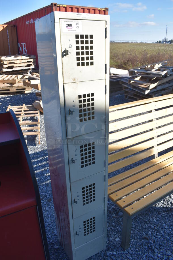 Win-holt Tan Metal 5 Cubby Locker. 12x12x67 - Image 2 of 4