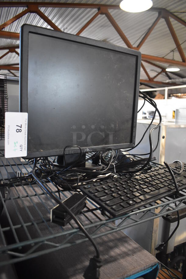 Dell E1715S 17" Computer Monitor w/ Computer Keyboard  - Image 2 of 5