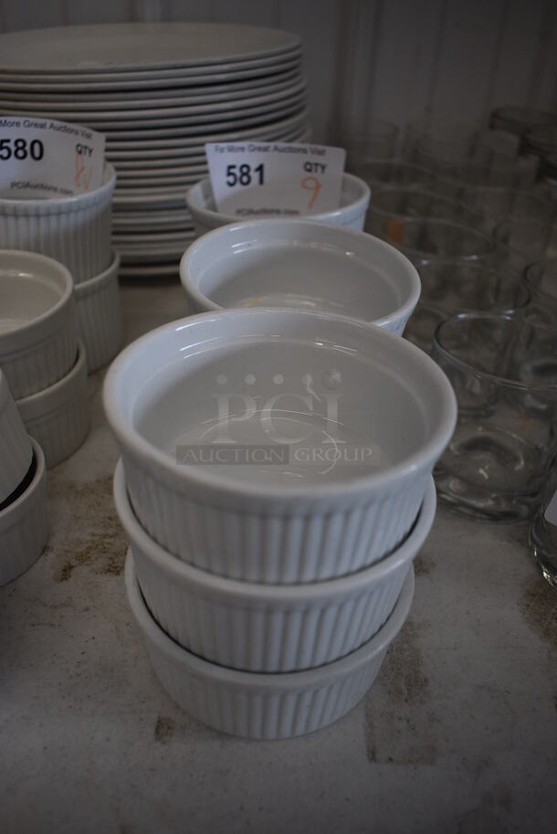9 White Ceramic Bowls! Includes 4x4x2. 9 Times Your Bid!