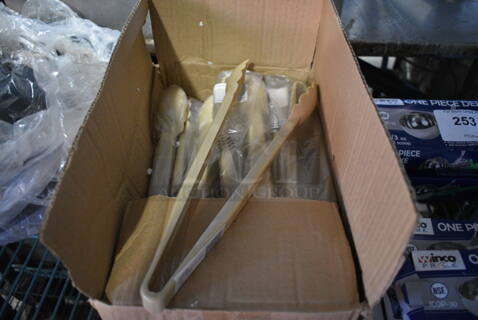 ALL ONE MONEY! Lot of BRAND NEW IN BOX! Tan Poly Tongs! 11.5"