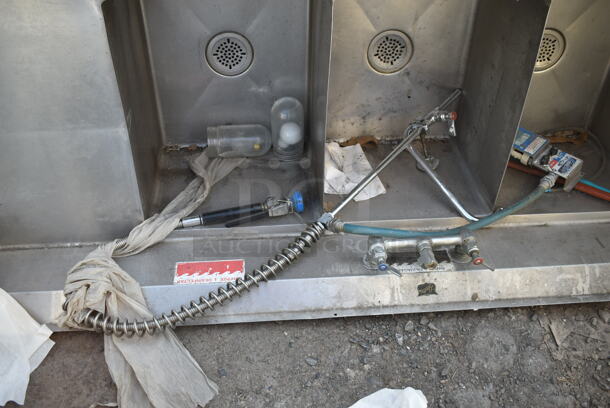 Duke Stainless Steel Commercial 3 Bay Sink w/ Dual Drain Boards. Missing 3 Legs. Bays 16x21x14. Drain Boards 16x22 - Image 6 of 8