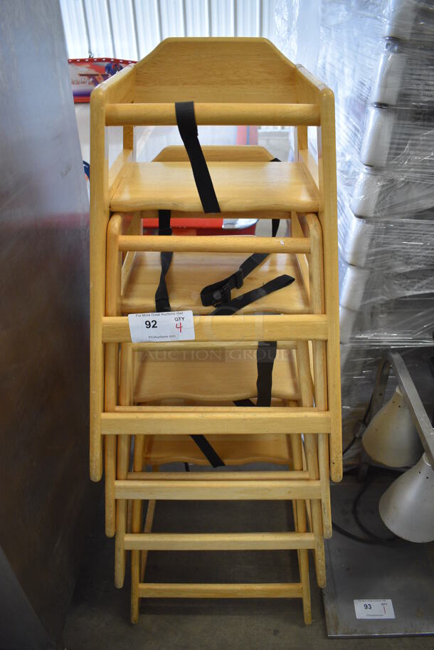 4 Wooden High Chairs. 19x20x30. 4 Times Your Bid!